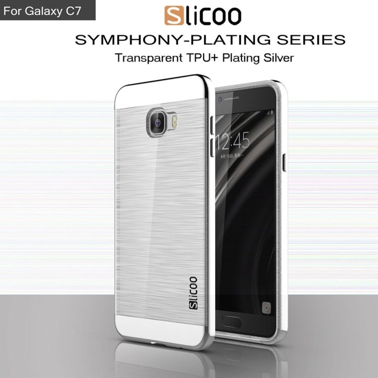 SLiCOO for Galaxy C7 / C700 Concise Fashion Separable Dichromatic Brushed Texture Transparent TPU + Electroplating PC Combination Case