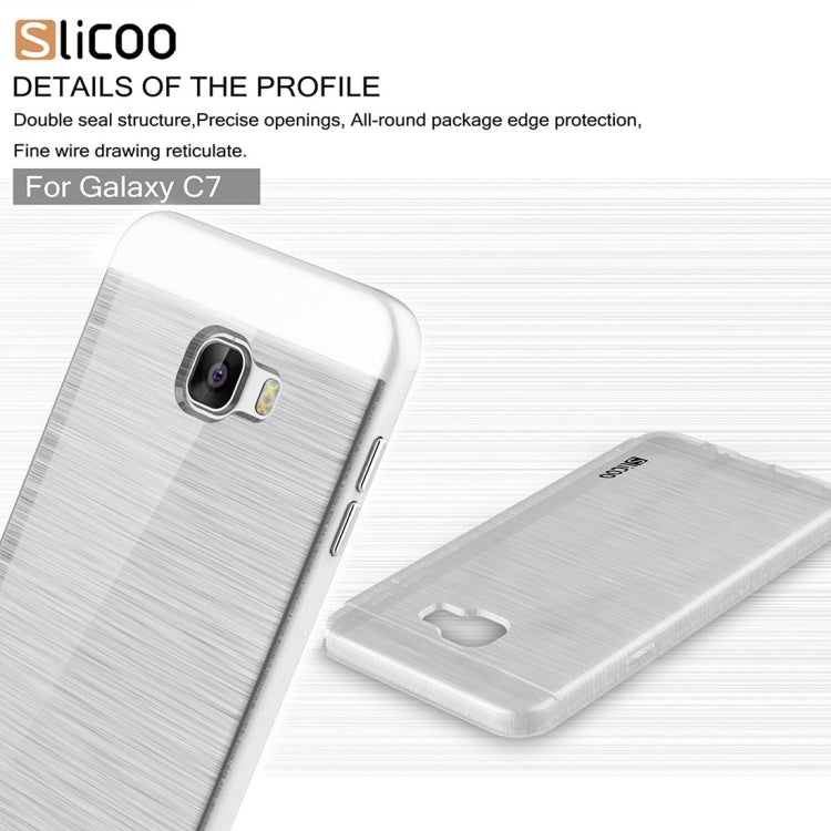 SLiCOO for Galaxy C7 / C700 Concise Fashion Separable Dichromatic Brushed Texture Transparent TPU + Electroplating PC Combination Case