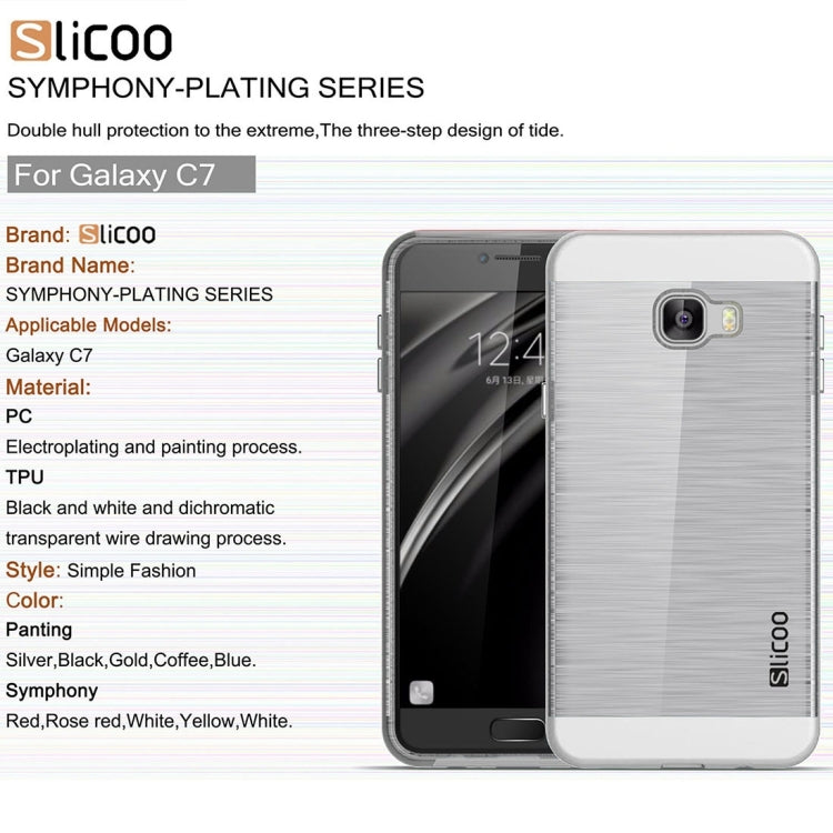 SLiCOO for Galaxy C7 / C700 Concise Fashion Separable Dichromatic Brushed Texture Transparent TPU + Electroplating PC Combination Case
