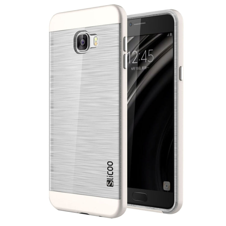 SLiCOO for Galaxy C7 / C700 Concise Fashion Separable Dichromatic Brushed Texture Transparent TPU + Electroplating PC Combination Case