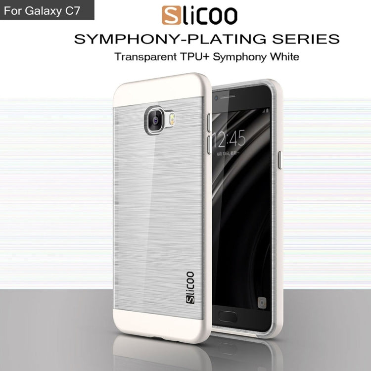 SLiCOO for Galaxy C7 / C700 Concise Fashion Separable Dichromatic Brushed Texture Transparent TPU + Electroplating PC Combination Case
