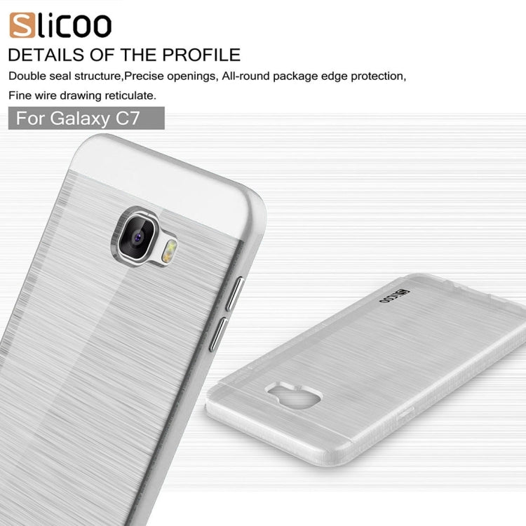 SLiCOO for Galaxy C7 / C700 Concise Fashion Separable Dichromatic Brushed Texture Transparent TPU + Electroplating PC Combination Case