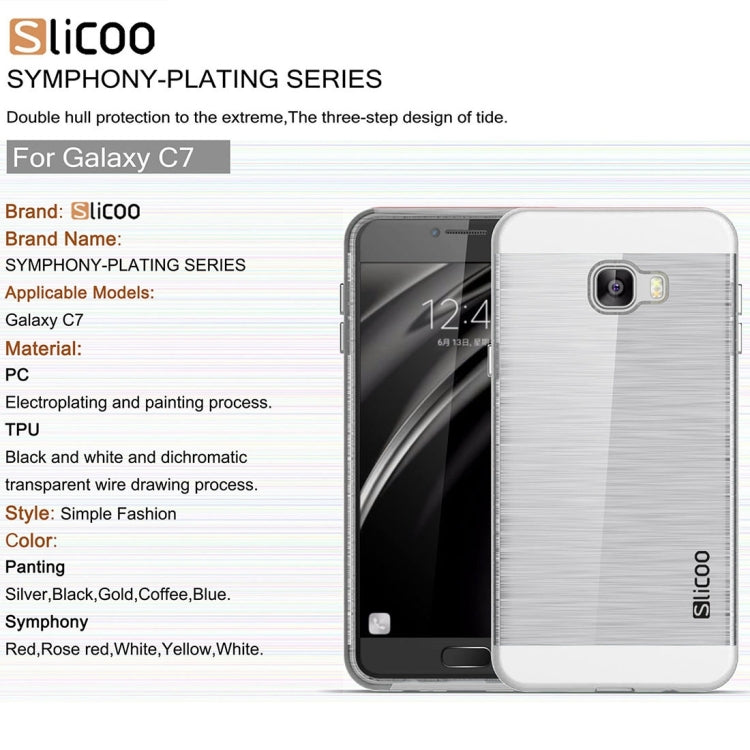 SLiCOO for Galaxy C7 / C700 Concise Fashion Separable Dichromatic Brushed Texture Transparent TPU + Electroplating PC Combination Case