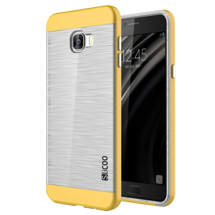 SLiCOO for Galaxy C7 / C700 Concise Fashion Separable Dichromatic Brushed Texture Transparent TPU + Electroplating PC Combination Case