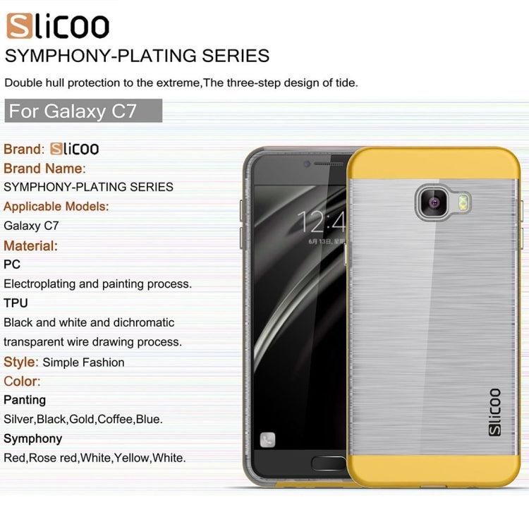SLiCOO for Galaxy C7 / C700 Concise Fashion Separable Dichromatic Brushed Texture Transparent TPU + Electroplating PC Combination Case