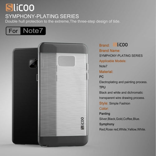 SLiCOO for Galaxy Note 7 / N930 Concise Fashion Separable Dichromatic Brushed Texture Transparent TPU + Electroplating PC Combination Case