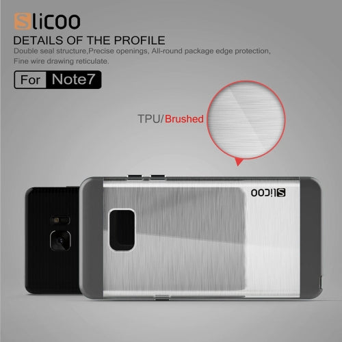 SLiCOO for Galaxy Note 7 / N930 Concise Fashion Separable Dichromatic Brushed Texture Transparent TPU + Electroplating PC Combination Case