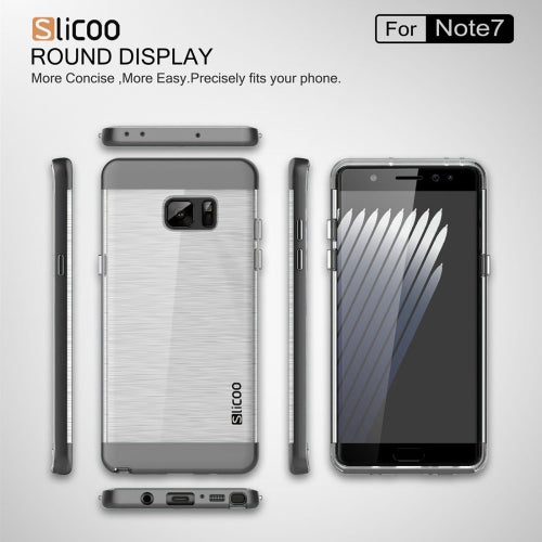 SLiCOO for Galaxy Note 7 / N930 Concise Fashion Separable Dichromatic Brushed Texture Transparent TPU + Electroplating PC Combination Case