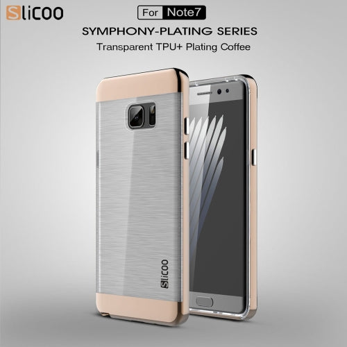 SLiCOO for Galaxy Note 7 / N930 Concise Fashion Separable Dichromatic Brushed Texture Transparent TPU + Electroplating PC Combination Case