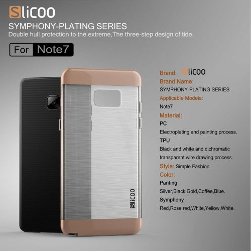 SLiCOO for Galaxy Note 7 / N930 Concise Fashion Separable Dichromatic Brushed Texture Transparent TPU + Electroplating PC Combination Case