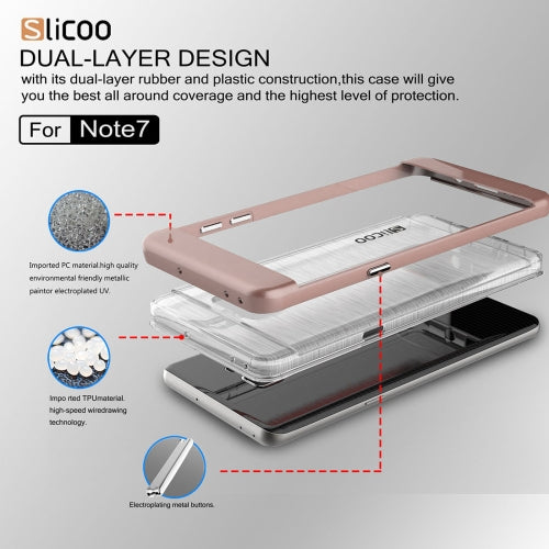 SLiCOO for Galaxy Note 7 / N930 Concise Fashion Separable Dichromatic Brushed Texture Transparent TPU + Electroplating PC Combination Case