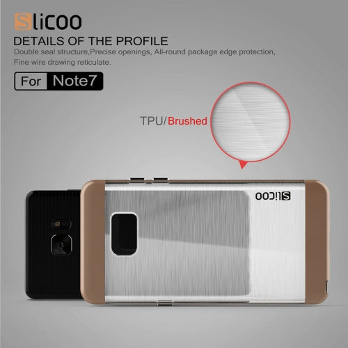 SLiCOO for Galaxy Note 7 / N930 Concise Fashion Separable Dichromatic Brushed Texture Transparent TPU + Electroplating PC Combination Case