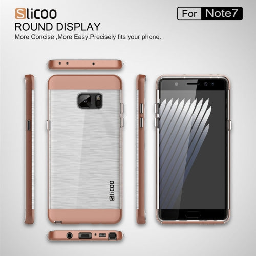 SLiCOO for Galaxy Note 7 / N930 Concise Fashion Separable Dichromatic Brushed Texture Transparent TPU + Electroplating PC Combination Case