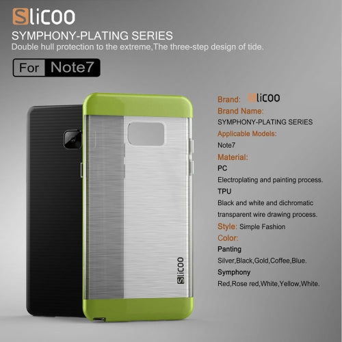 SLiCOO for Galaxy Note 7 / N930 Concise Fashion Separable Dichromatic Brushed Texture Transparent TPU + Electroplating PC Combination Case