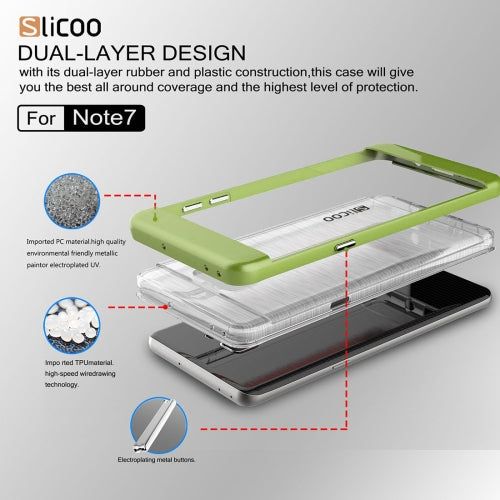 SLiCOO for Galaxy Note 7 / N930 Concise Fashion Separable Dichromatic Brushed Texture Transparent TPU + Electroplating PC Combination Case