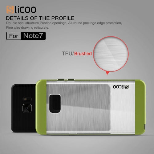 SLiCOO for Galaxy Note 7 / N930 Concise Fashion Separable Dichromatic Brushed Texture Transparent TPU + Electroplating PC Combination Case