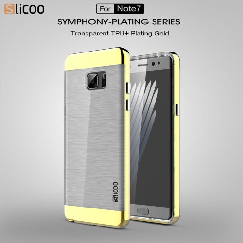 SLiCOO for Galaxy Note 7 / N930 Concise Fashion Separable Dichromatic Brushed Texture Transparent TPU + Electroplating PC Combination Case