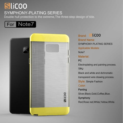 SLiCOO for Galaxy Note 7 / N930 Concise Fashion Separable Dichromatic Brushed Texture Transparent TPU + Electroplating PC Combination Case