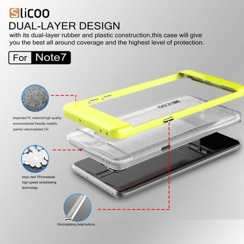 SLiCOO for Galaxy Note 7 / N930 Concise Fashion Separable Dichromatic Brushed Texture Transparent TPU + Electroplating PC Combination Case