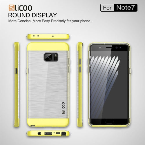 SLiCOO for Galaxy Note 7 / N930 Concise Fashion Separable Dichromatic Brushed Texture Transparent TPU + Electroplating PC Combination Case