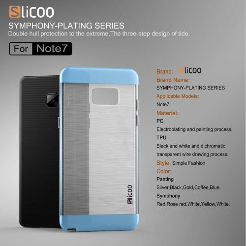 SLiCOO for Galaxy Note 7 / N930 Concise Fashion Separable Dichromatic Brushed Texture Transparent TPU + Electroplating PC Combination Case
