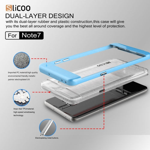 SLiCOO for Galaxy Note 7 / N930 Concise Fashion Separable Dichromatic Brushed Texture Transparent TPU + Electroplating PC Combination Case