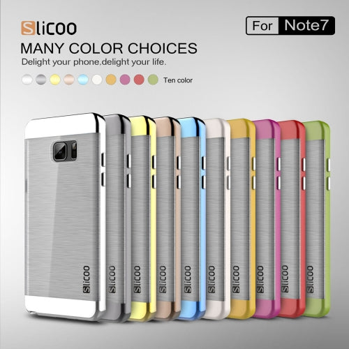 SLiCOO for Galaxy Note 7 / N930 Concise Fashion Separable Dichromatic Brushed Texture Transparent TPU + Electroplating PC Combination Case