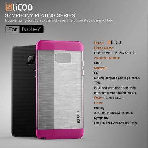 SLiCOO for Galaxy Note 7 / N930 Concise Fashion Separable Dichromatic Brushed Texture Transparent TPU + Electroplating PC Combination Case