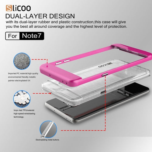 SLiCOO for Galaxy Note 7 / N930 Concise Fashion Separable Dichromatic Brushed Texture Transparent TPU + Electroplating PC Combination Case