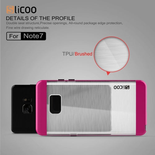 SLiCOO for Galaxy Note 7 / N930 Concise Fashion Separable Dichromatic Brushed Texture Transparent TPU + Electroplating PC Combination Case