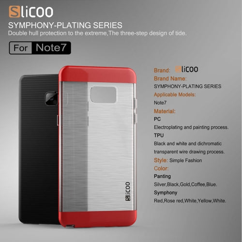 SLiCOO for Galaxy Note 7 / N930 Concise Fashion Separable Dichromatic Brushed Texture Transparent TPU + Electroplating PC Combination Case