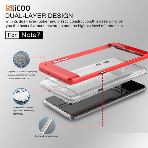 SLiCOO for Galaxy Note 7 / N930 Concise Fashion Separable Dichromatic Brushed Texture Transparent TPU + Electroplating PC Combination Case