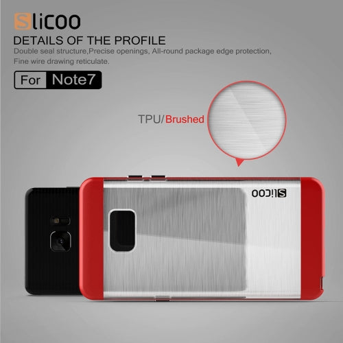 SLiCOO for Galaxy Note 7 / N930 Concise Fashion Separable Dichromatic Brushed Texture Transparent TPU + Electroplating PC Combination Case