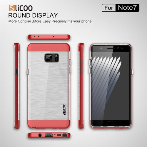 SLiCOO for Galaxy Note 7 / N930 Concise Fashion Separable Dichromatic Brushed Texture Transparent TPU + Electroplating PC Combination Case