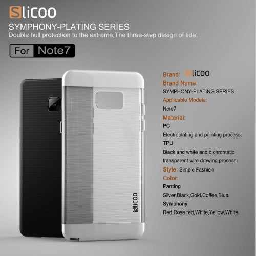 SLiCOO for Galaxy Note 7 / N930 Concise Fashion Separable Dichromatic Brushed Texture Transparent TPU + Electroplating PC Combination Case