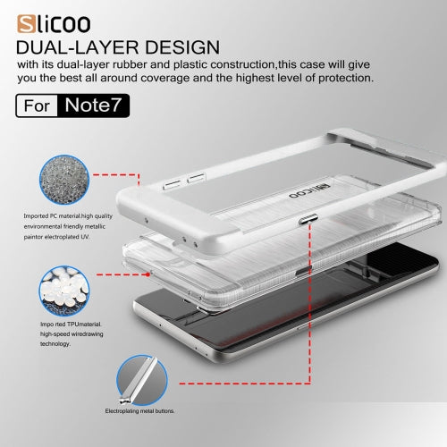 SLiCOO for Galaxy Note 7 / N930 Concise Fashion Separable Dichromatic Brushed Texture Transparent TPU + Electroplating PC Combination Case