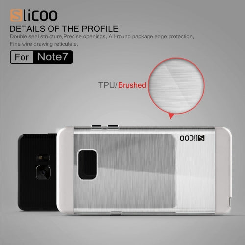 SLiCOO for Galaxy Note 7 / N930 Concise Fashion Separable Dichromatic Brushed Texture Transparent TPU + Electroplating PC Combination Case