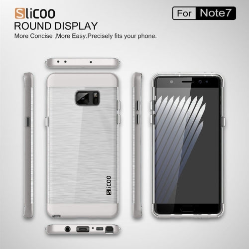 SLiCOO for Galaxy Note 7 / N930 Concise Fashion Separable Dichromatic Brushed Texture Transparent TPU + Electroplating PC Combination Case