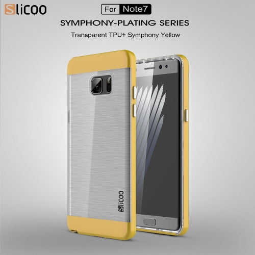 SLiCOO for Galaxy Note 7 / N930 Concise Fashion Separable Dichromatic Brushed Texture Transparent TPU + Electroplating PC Combination Case