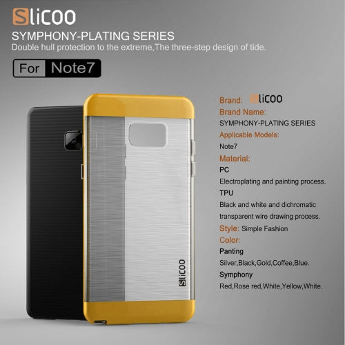 SLiCOO for Galaxy Note 7 / N930 Concise Fashion Separable Dichromatic Brushed Texture Transparent TPU + Electroplating PC Combination Case
