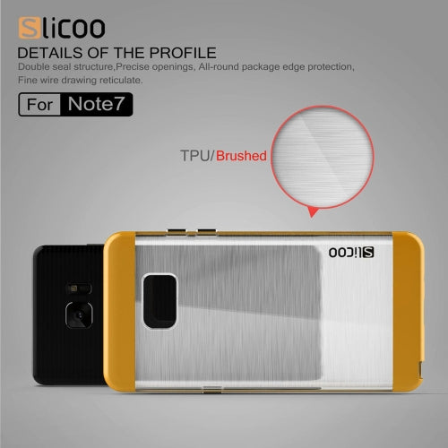 SLiCOO for Galaxy Note 7 / N930 Concise Fashion Separable Dichromatic Brushed Texture Transparent TPU + Electroplating PC Combination Case
