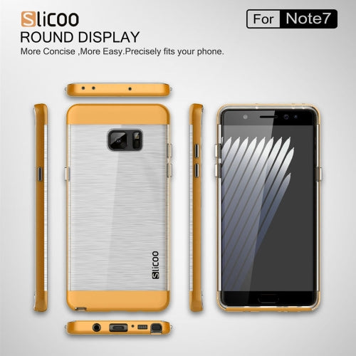 SLiCOO for Galaxy Note 7 / N930 Concise Fashion Separable Dichromatic Brushed Texture Transparent TPU + Electroplating PC Combination Case