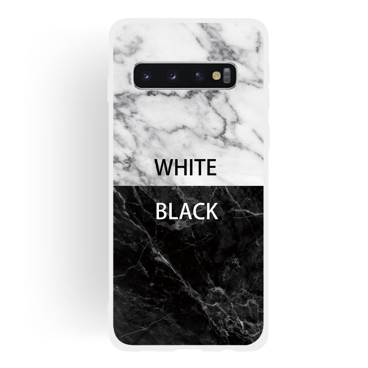 Black and White Text Matte Semi-transparent TPU Marble Mobile Phone Case for Galaxy S10