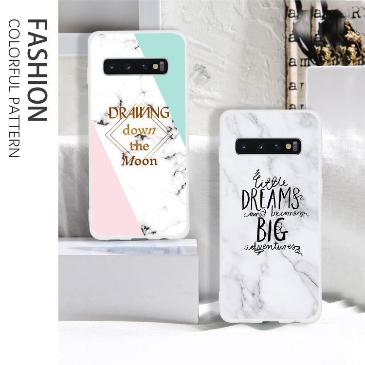 Black and White Text Matte Semi-transparent TPU Marble Mobile Phone Case for Galaxy S10
