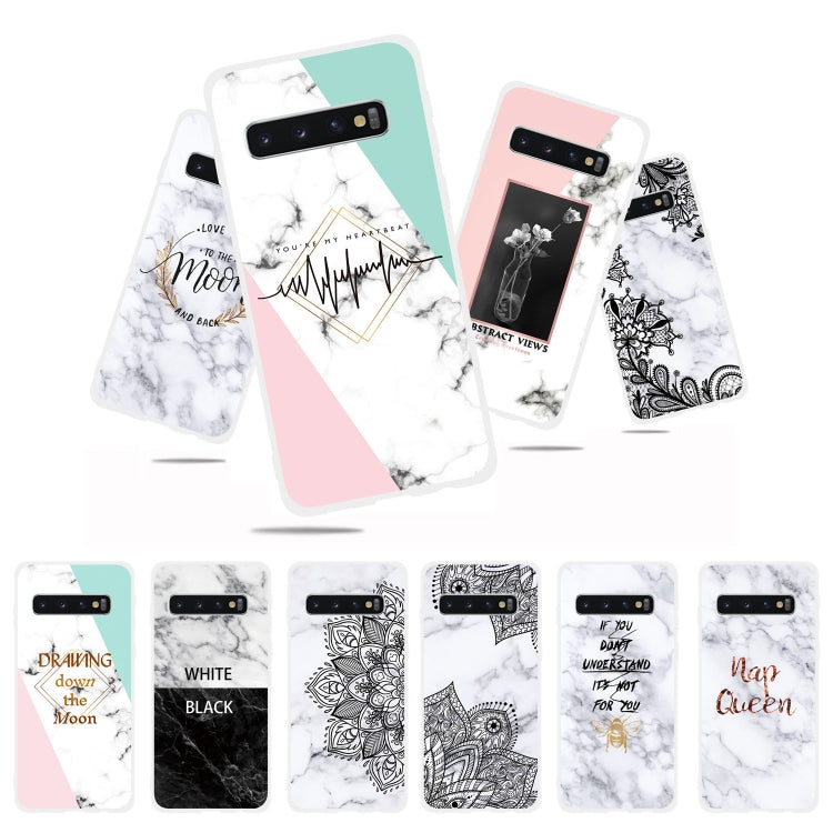 Black and White Text Matte Semi-transparent TPU Marble Mobile Phone Case for Galaxy S10+
