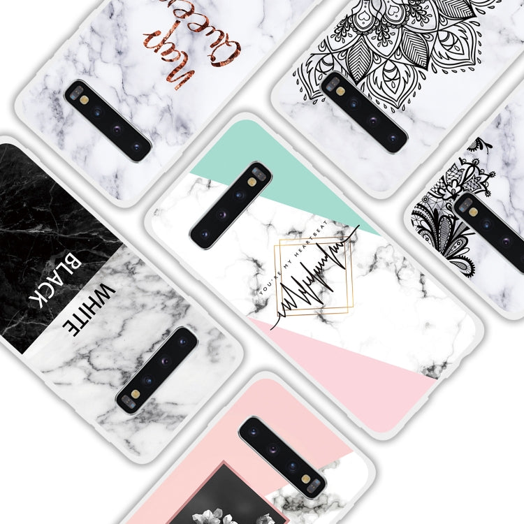 Black and White Text Matte Semi-transparent TPU Marble Mobile Phone Case for Galaxy S10+