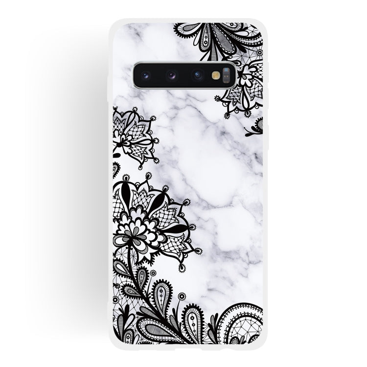 Lace Flower  Matte Semi-transparent TPU Marble Mobile Phone Case for Galaxy S10