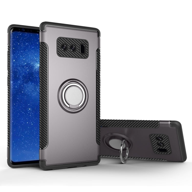 For Galaxy Note 8 PC+TPU Magnetic Protective Back Cover Case with 360 Degree Rotation Ring Holder