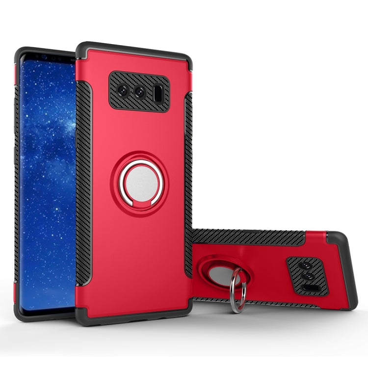 For Galaxy Note 8 PC+TPU Magnetic Protective Back Cover Case with 360 Degree Rotation Ring Holder