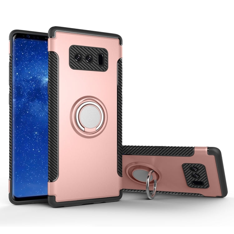 For Galaxy Note 8 PC+TPU Magnetic Protective Back Cover Case with 360 Degree Rotation Ring Holder